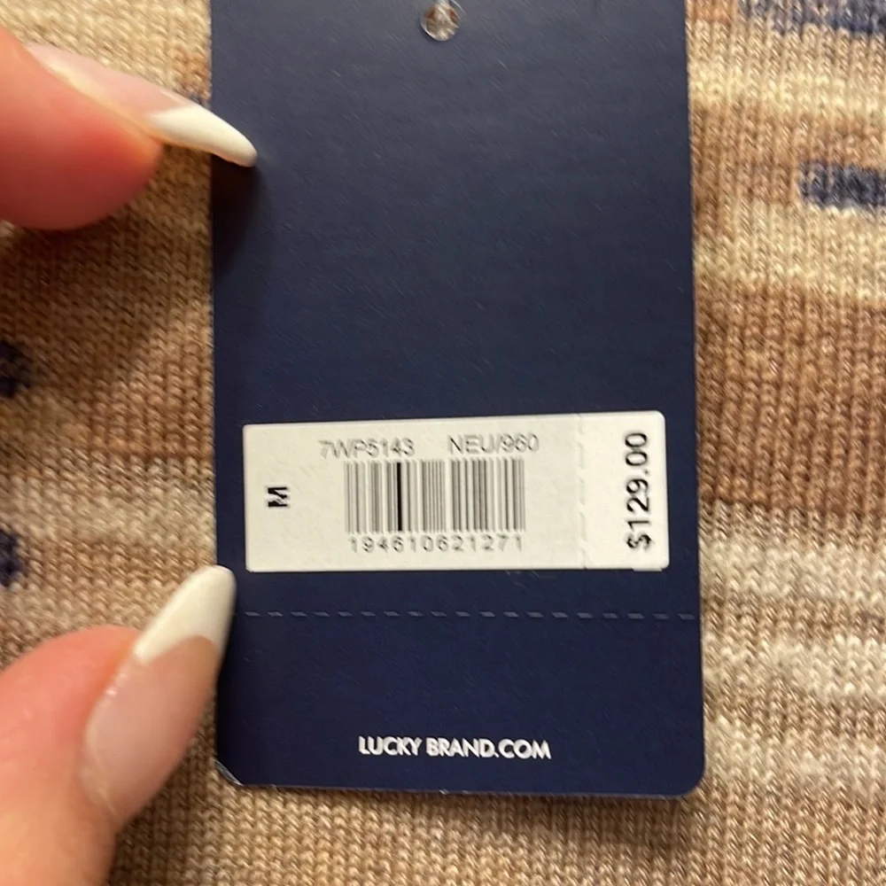 Lucky Brand Western Poncho/Cardigan Tan/Blue Medium - Picture 4 of 4
